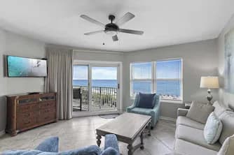 Living Room showing views of the Gulf