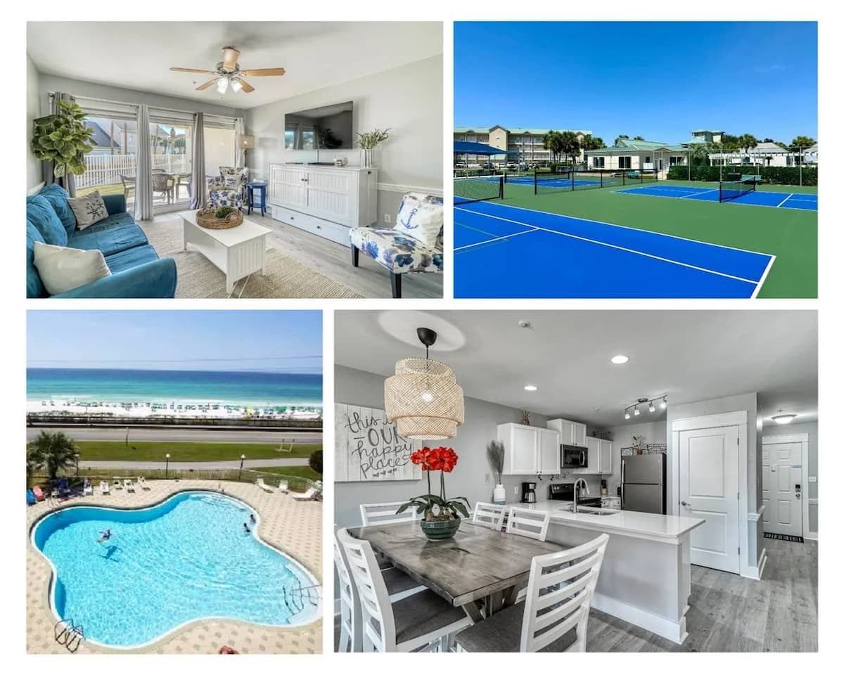 Modern, Updated Ground Floor Unit, Walk to Private Beach, Chair Service Included, 2 Pools, Hot Tub, Tennis, Basketball, Gym Onsite
